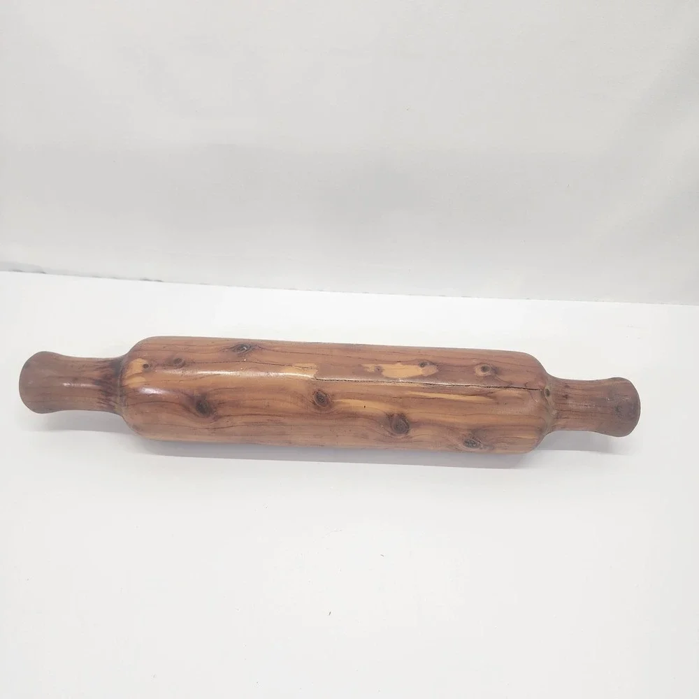 Vintage Handmade Cedar Wood Rolling Pin 21